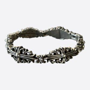 Chrome Hearts Silver Floral Cross Bracelet
